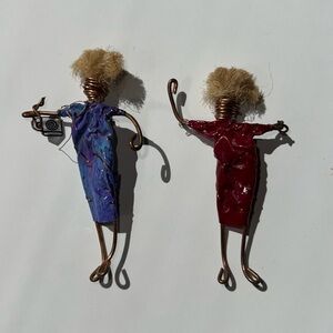 Vintage 1990s Wire People Brooches Set